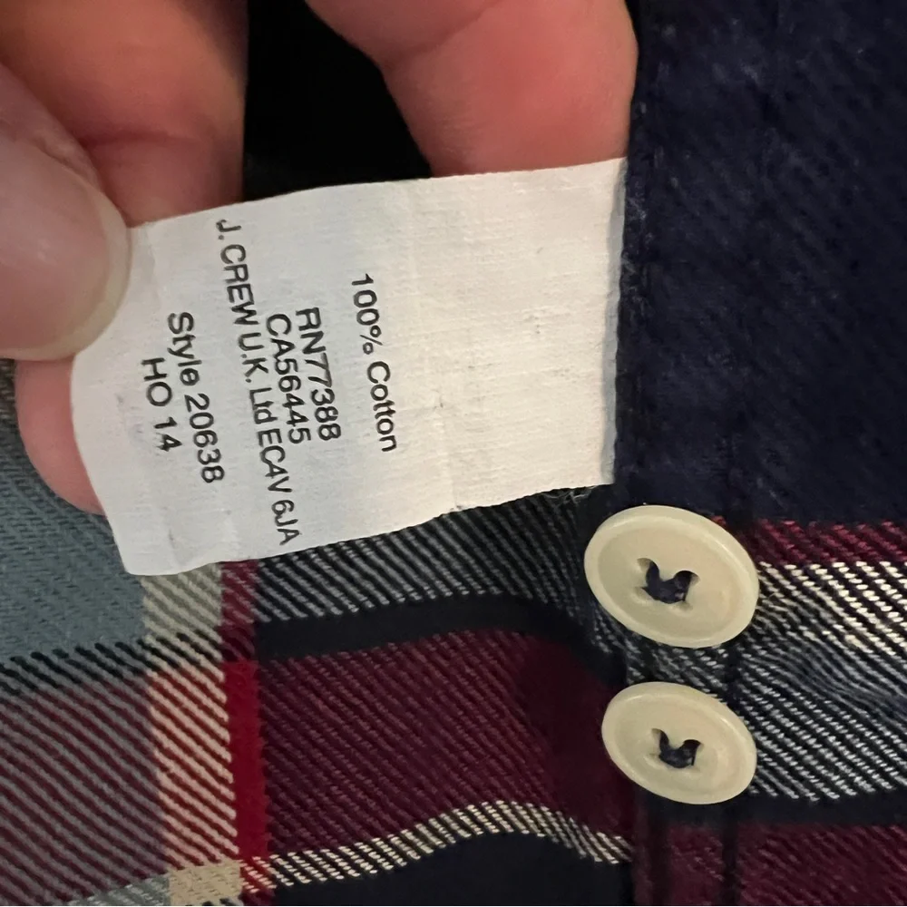 J.Crew Heavyweight Flannel Shirt | Men’s Size Large | Red & Blue Plaid | Cotton